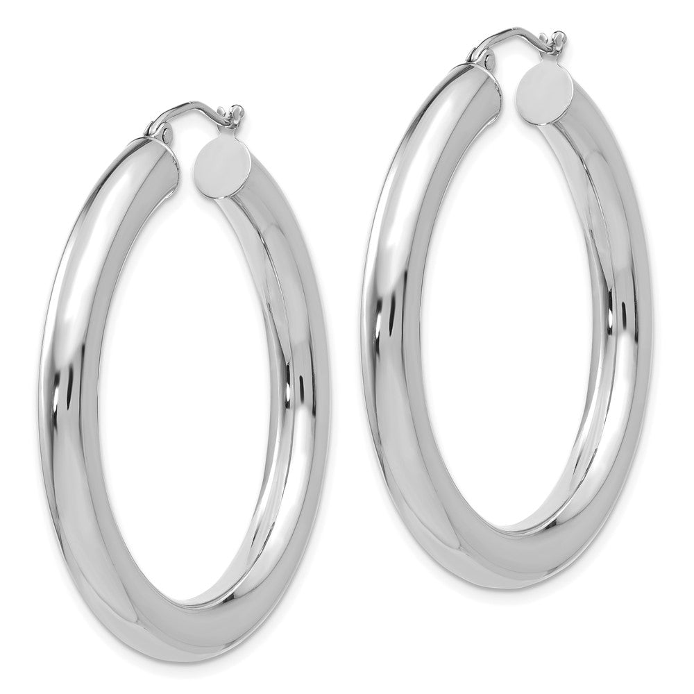 14k White Gold 5 mm Lightweight Hoop Earrings (5.64 grams)