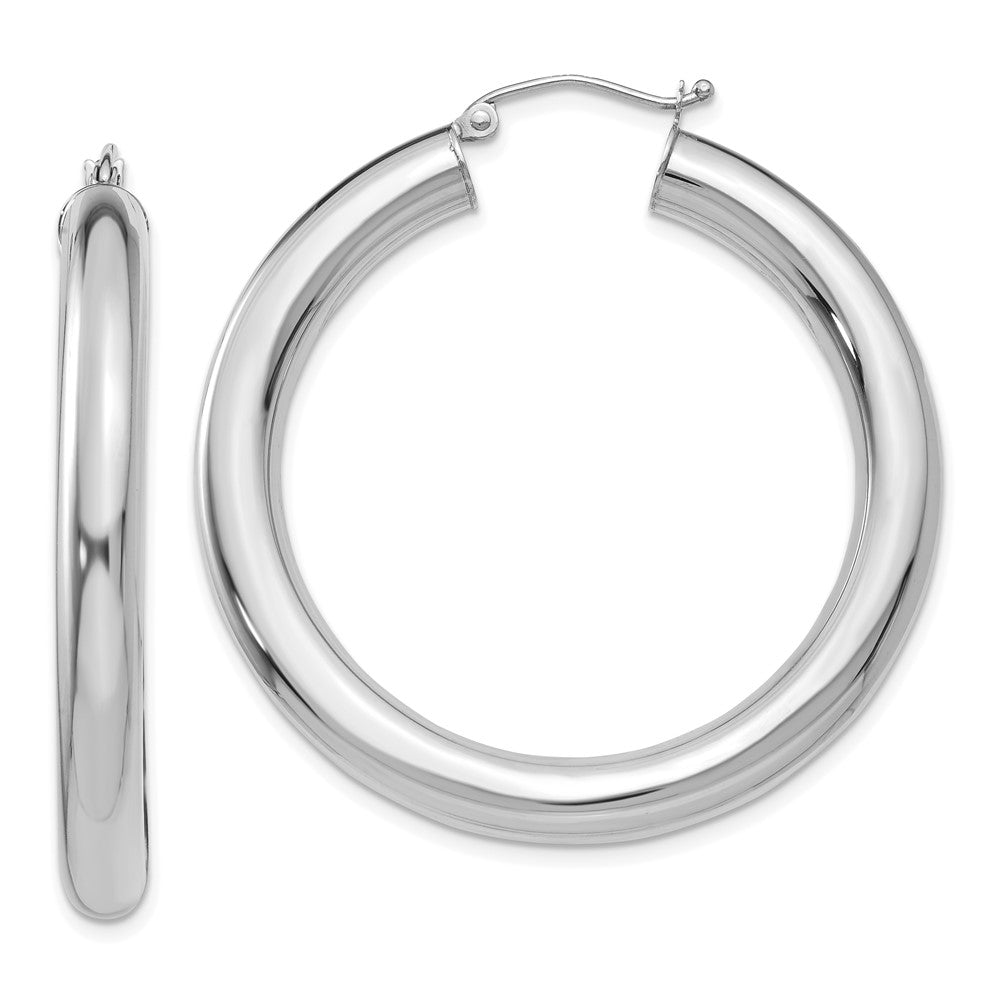 14k White Gold 5 mm Lightweight Hoop Earrings (5.64 grams)