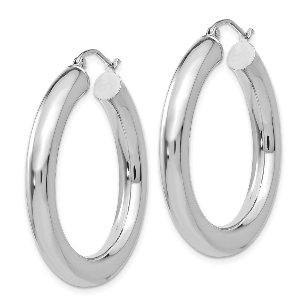 14k White Gold 5 mm Tube Hoop Earrings (5.42 grams)