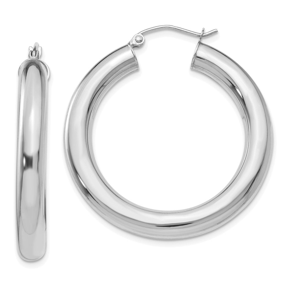 14k White Gold 5 mm Lightweight Hoop Earrings (4.81 grams)