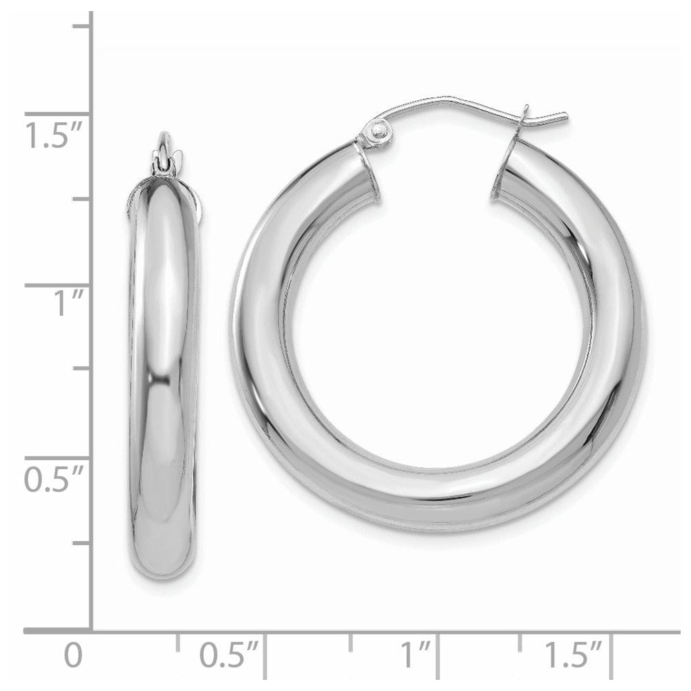 14k White Gold 5 mm Lightweight Hoop Earrings (4.19 grams)
