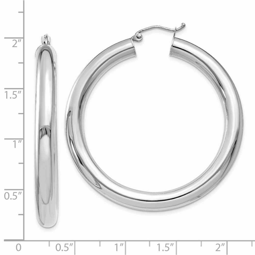 14k White Gold 5 mm Tube Hoop Earrings (7.7 grams)