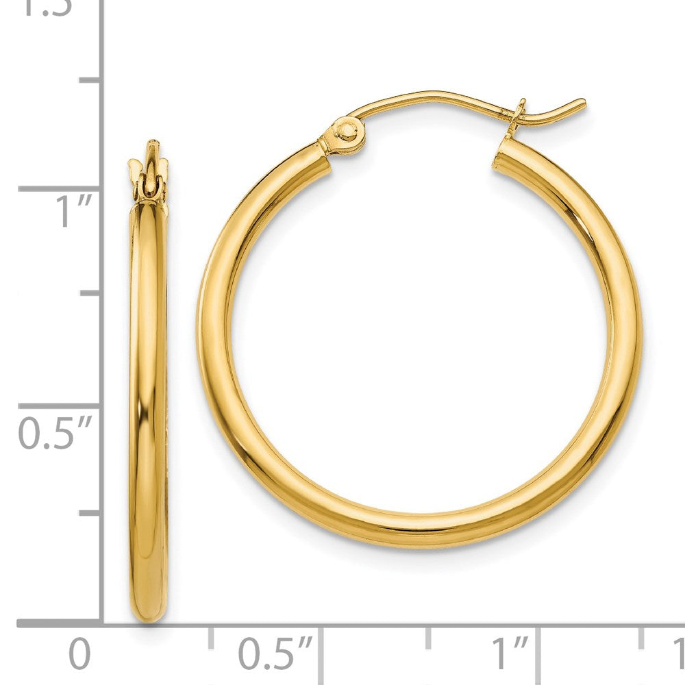 14k Yellow Gold 25.5 mm Tube Hoop Earrings (1.55 grams)