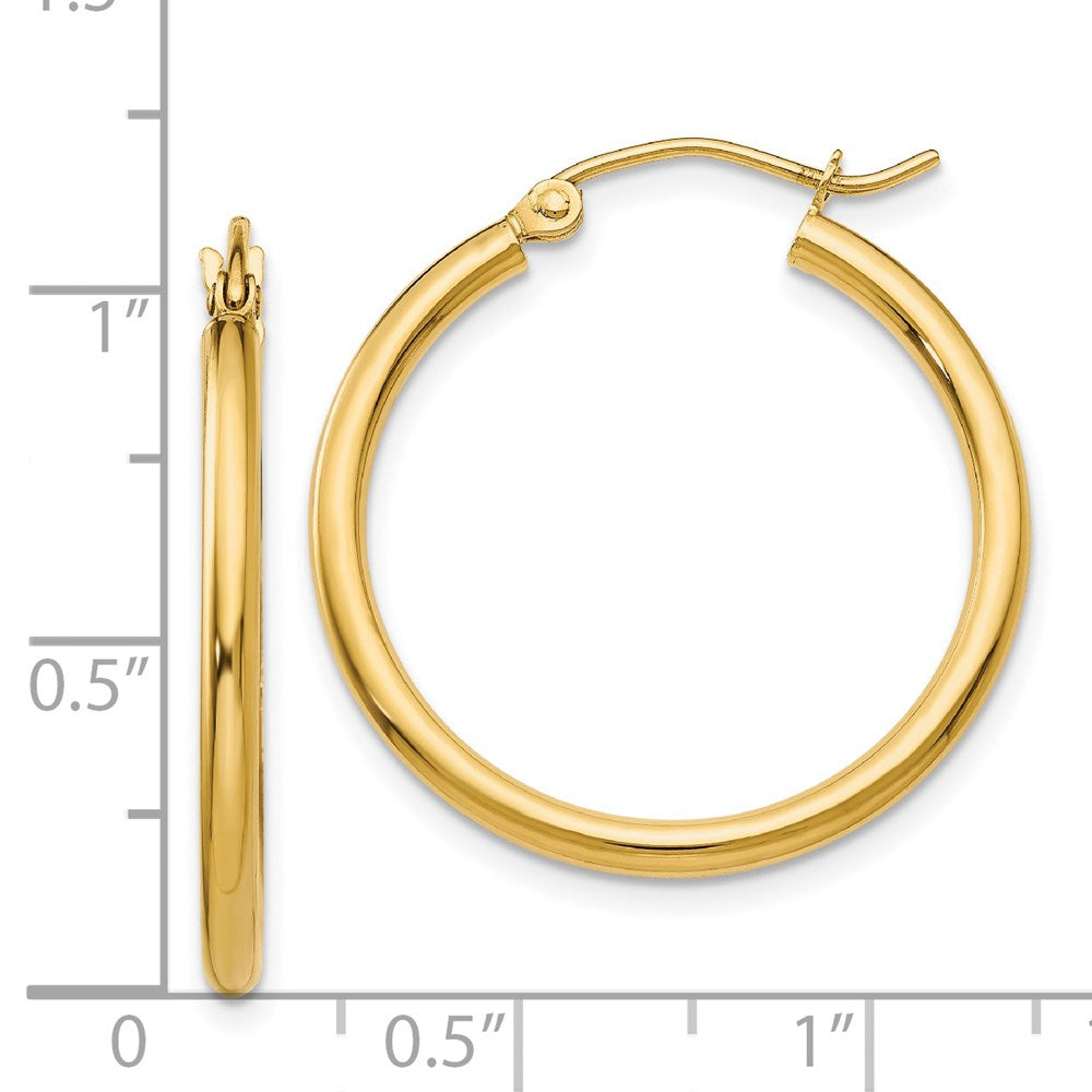 14k Yellow Gold 25.5 mm Lightweight Tube Hoop Earrings (1.42 grams)