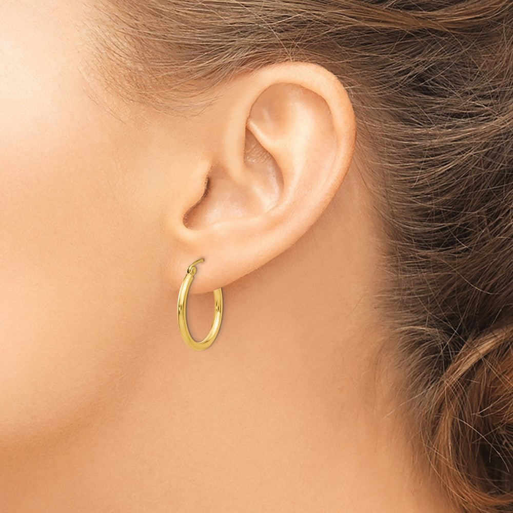 14k Yellow Gold 20.5 mm Tube Hoop Earrings (1.21 grams)