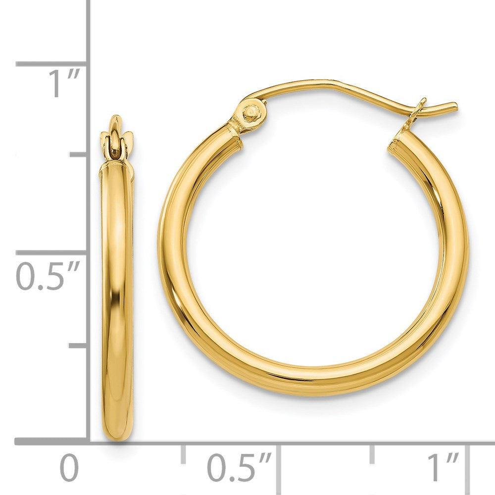 14k Yellow Gold 20.5 mm Lightweight Tube Hoop Earrings (1.13 grams)