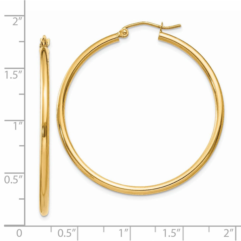 14k Yellow Gold 40 mm Tube Hoop Earrings (2.54 grams)