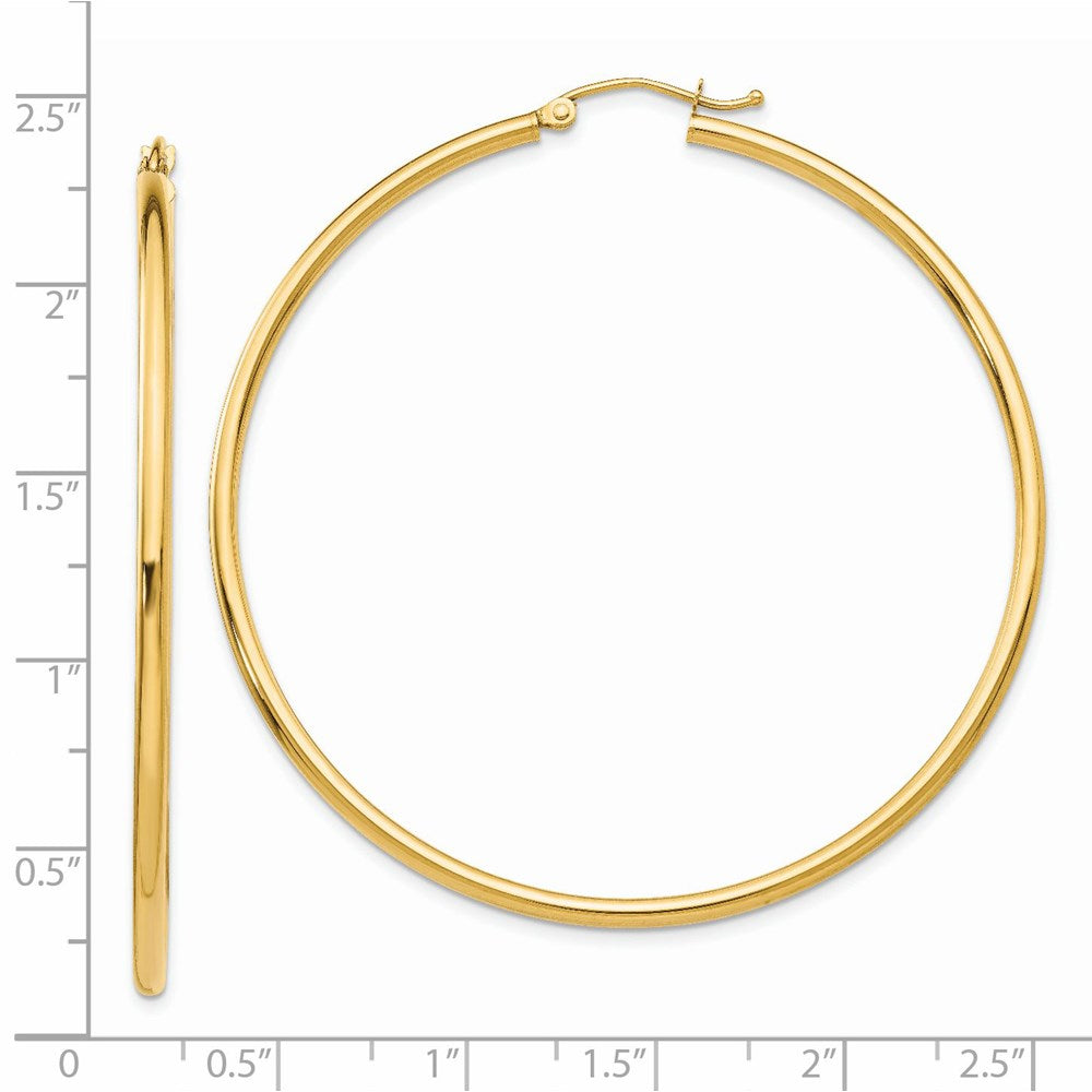 14k Yellow Gold 56 mm Tube Hoop Earrings (3.56 grams)