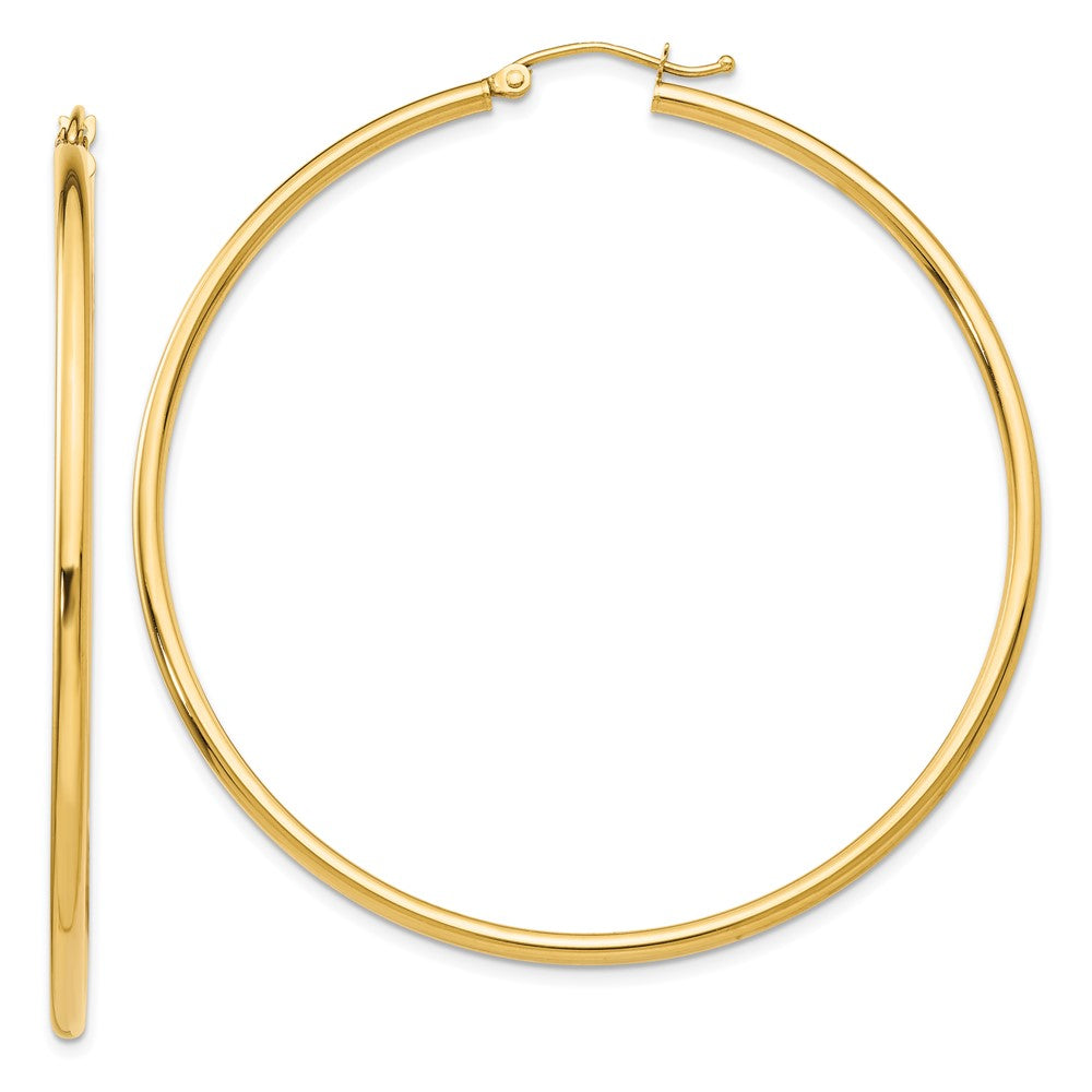 14k Yellow Gold 56 mm Lightweight Tube Hoop Earrings (2.77 grams)