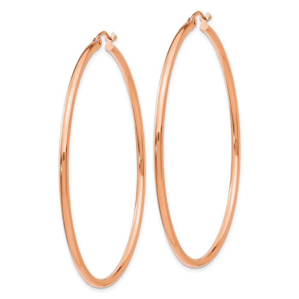 14k Rose Gold 56 mm Lightweight Tube Hoop Earrings (2.91 grams)