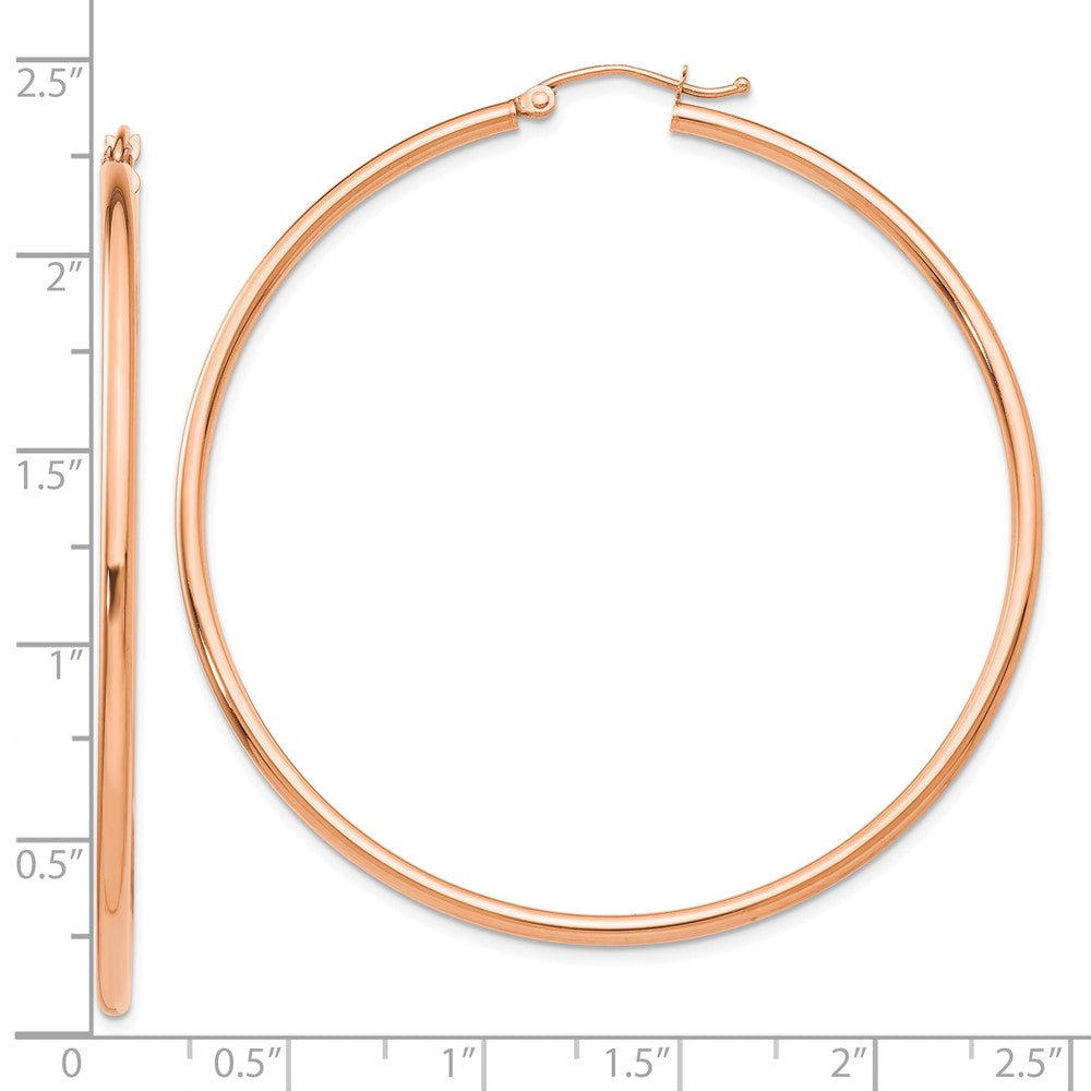 14k Rose Gold 56 mm Lightweight Tube Hoop Earrings (2.91 grams)