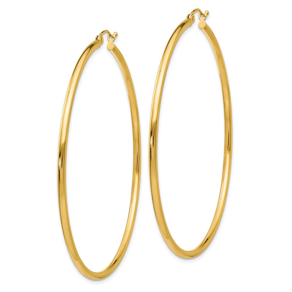 14k Yellow Gold 2 mm Tube Hoop Earrings (3.8 grams)