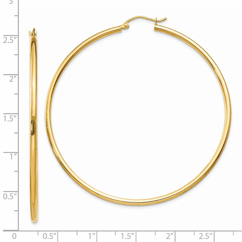 14k Yellow Gold 2 mm Tube Hoop Earrings (3.8 grams)