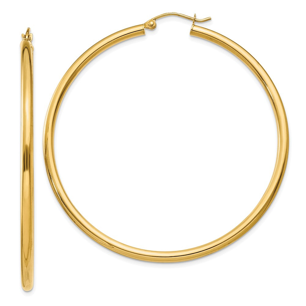 14k Yellow Gold 2.5 mm Tube Hoop Earrings (4.28 grams)