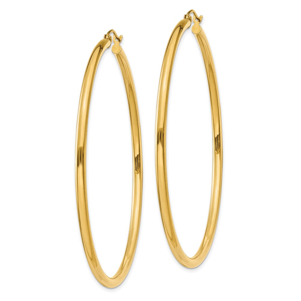 14k Yellow Gold 2.5 mm Lightweight Tube Hoop Earrings (3.97 grams)