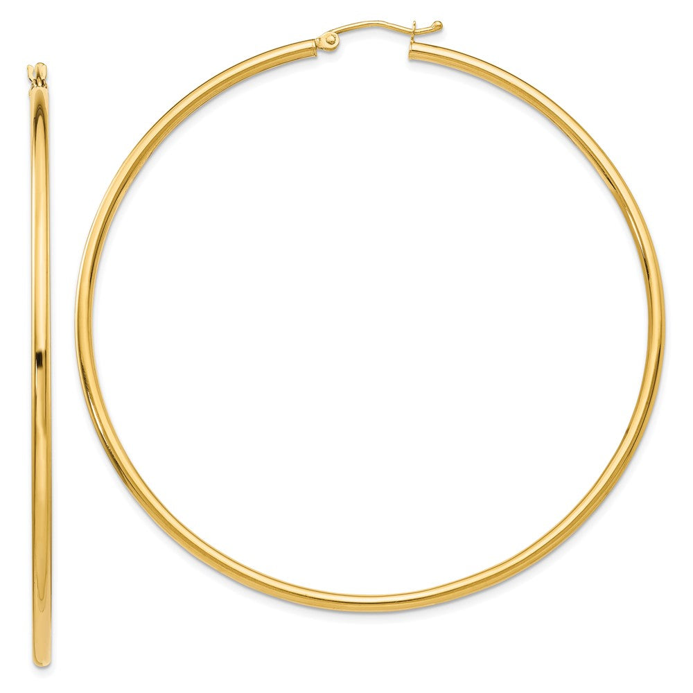 14k Yellow Gold 2.5 mm Lightweight Tube Hoop Earrings (4.26 grams)