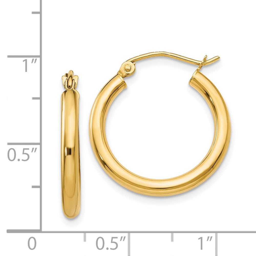 14k Yellow Gold 2.5 mm Tube Hoop Earrings (1.53 grams)