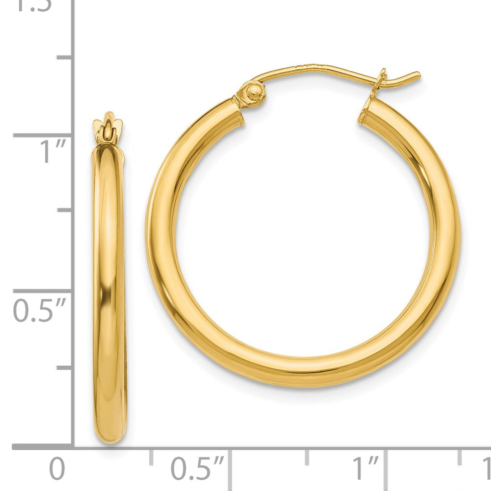 14k Yellow Gold 25.5 mm Lightweight Tube Hoop Earrings (1.64 grams)