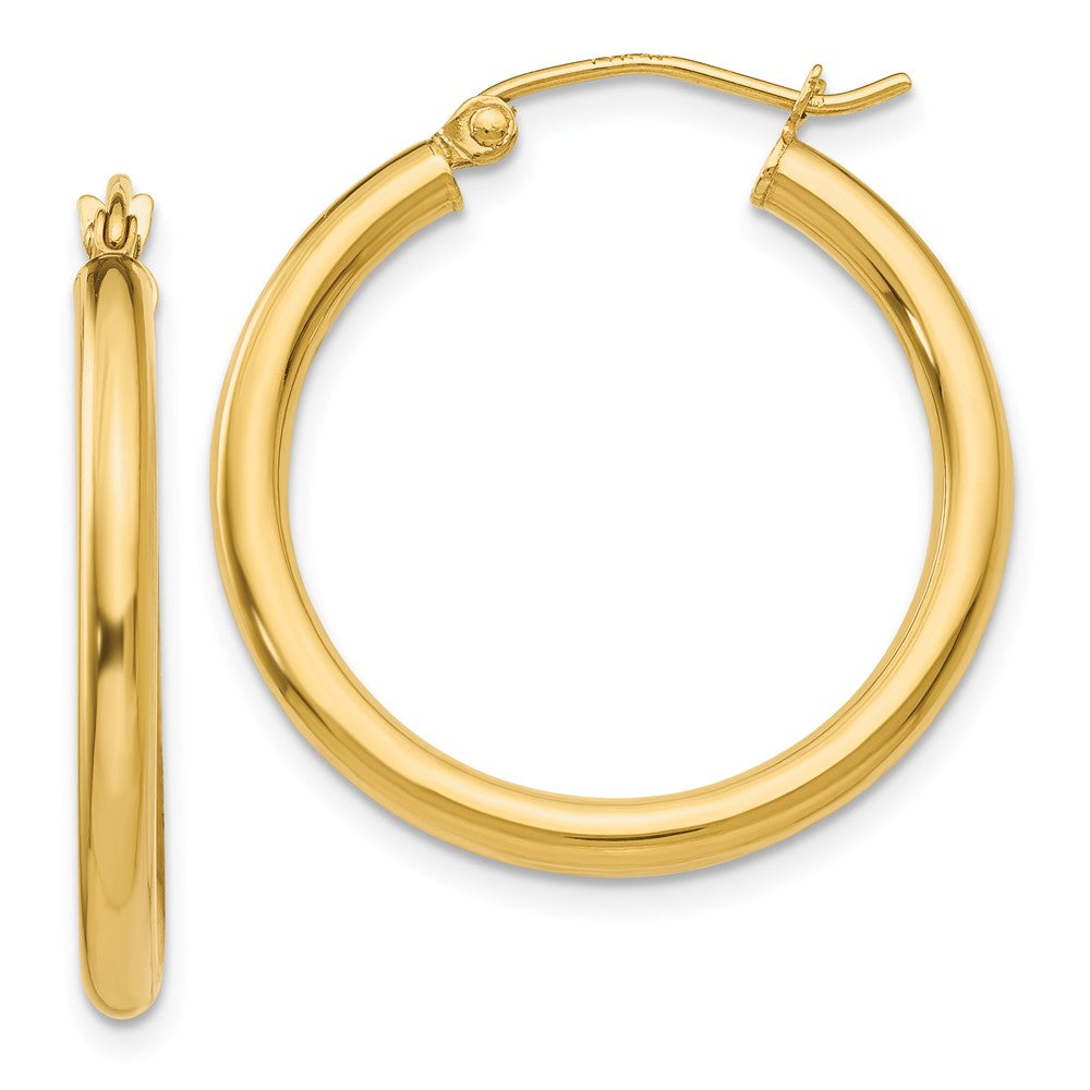 14k Yellow Gold 25.5 mm Lightweight Tube Hoop Earrings (1.64 grams)