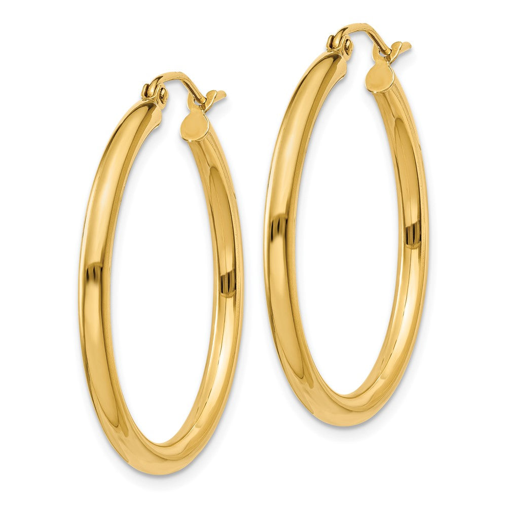 14k Yellow Gold 2.5 mm Tube Hoop Earrings (2.38 grams)