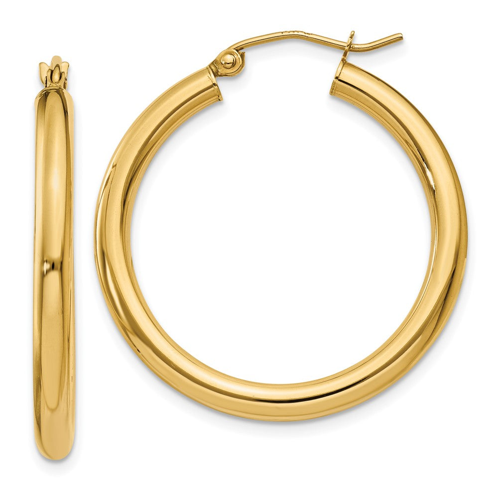 14k Yellow Gold 3 mm Lightweight Tube Hoop Earrings (2.14 grams)