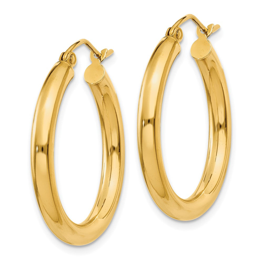 14k Yellow Gold 3 mm Lightweight Tube Hoop Earrings (1.72 grams)