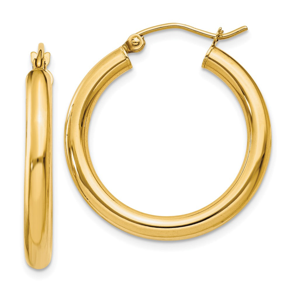 14k Yellow Gold 3 mm Lightweight Tube Hoop Earrings (1.72 grams)