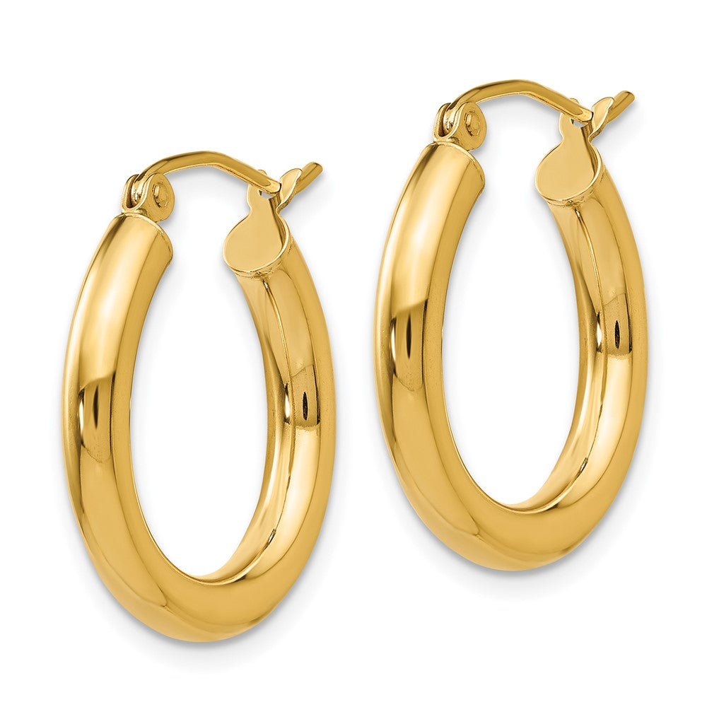 14k Yellow Gold 3 mm Lightweight Tube Hoop Earrings (1.34 grams)