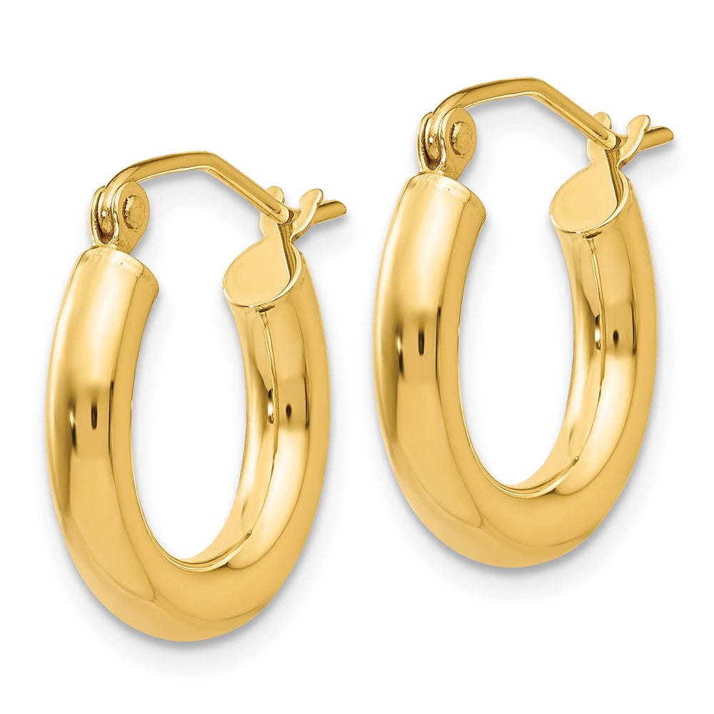 14k Yellow Gold 3 mm Lightweight Tube Hoop Earrings (1 grams)