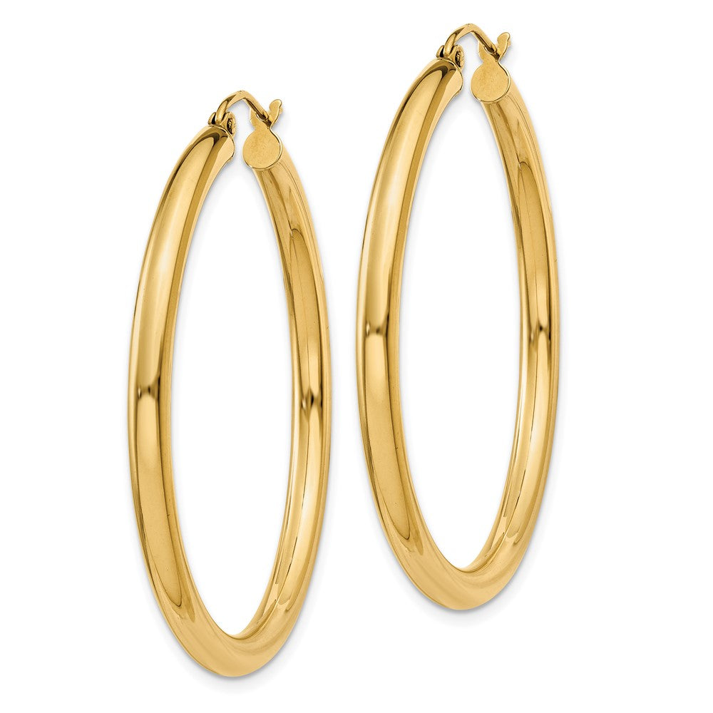 14k Yellow Gold 3 mm Tube Hoop Earrings (3.61 grams)