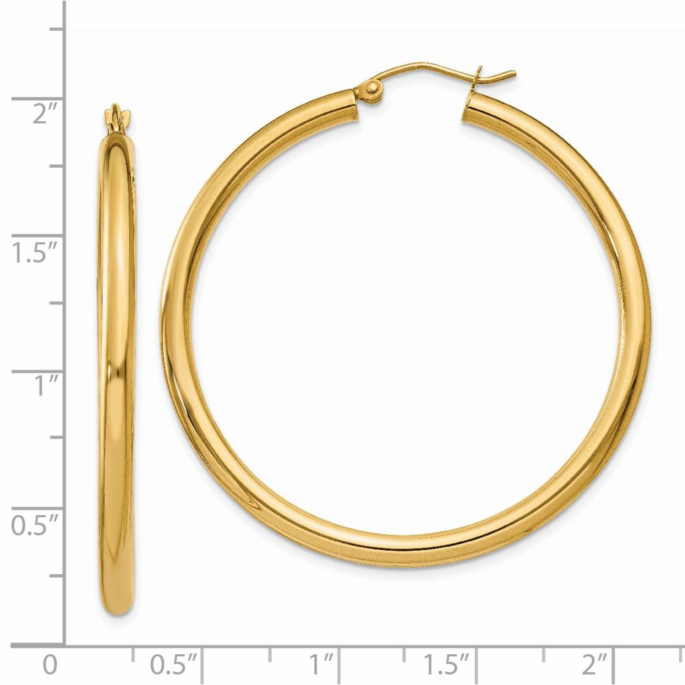 14k Yellow Gold 3 mm Tube Hoop Earrings (3.89 grams)