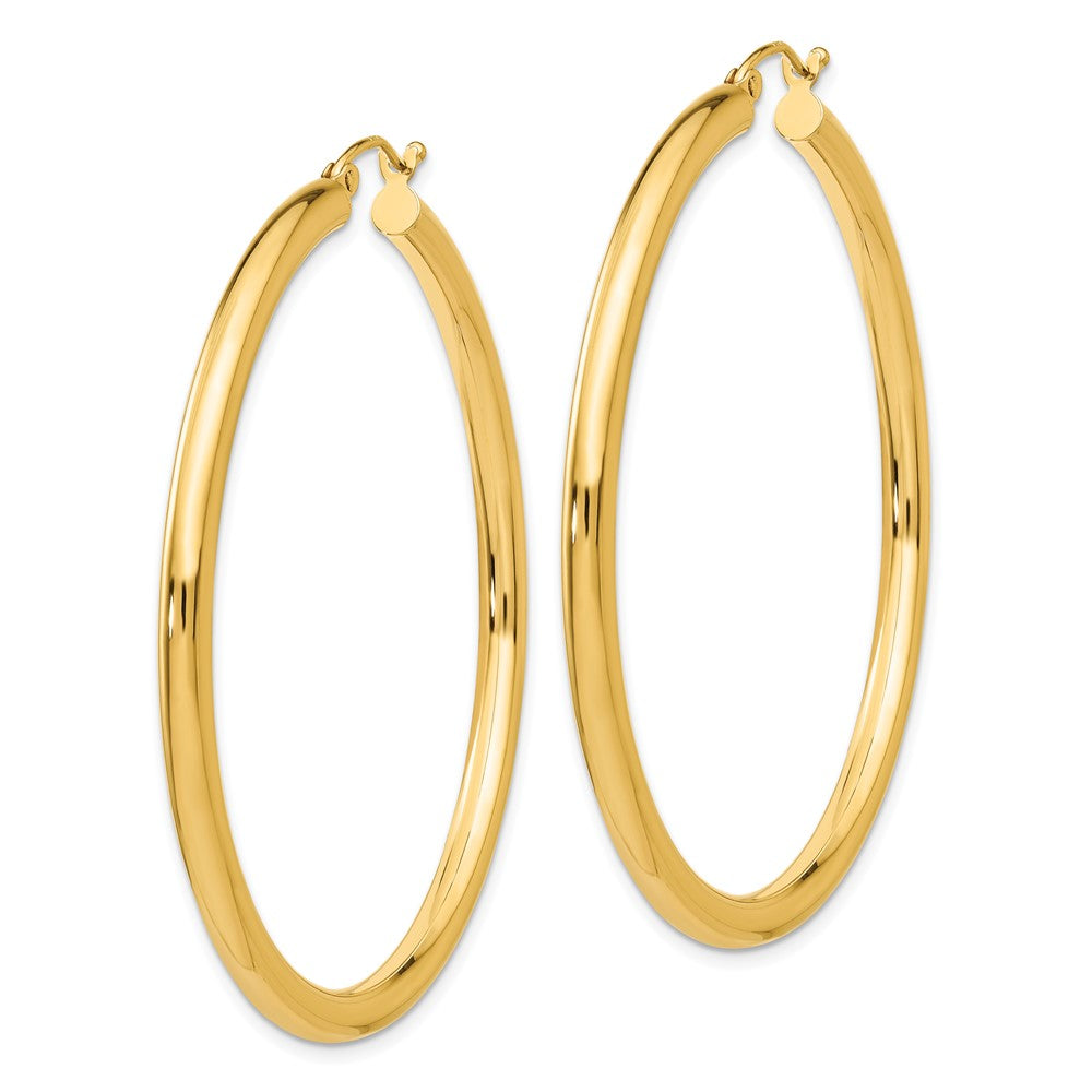 14k Yellow Gold 3 mm Tube Hoop Earrings (4.26 grams)