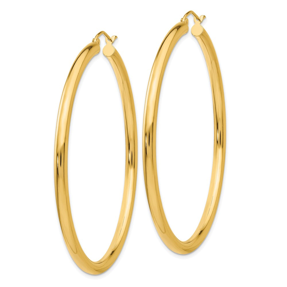 14k Yellow Gold 3 mm Tube Hoop Earrings (4.63 grams)