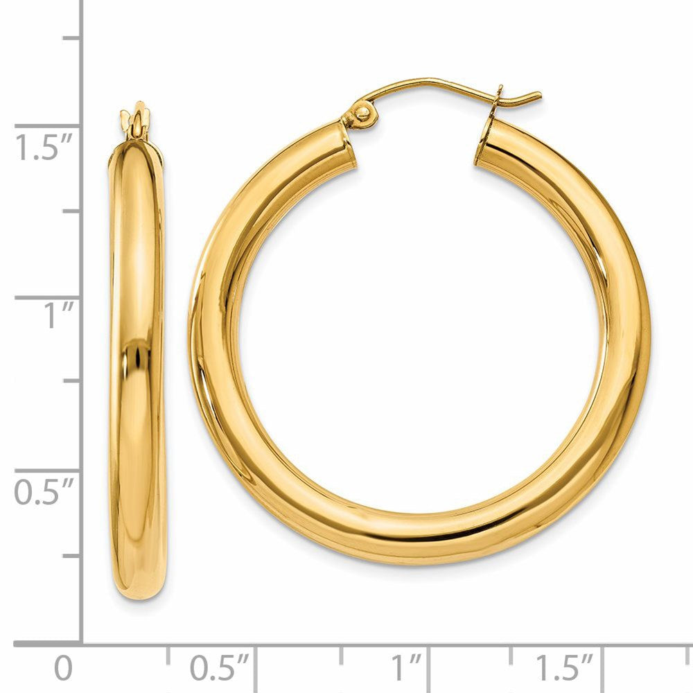 14k Yellow Gold 4 mm Tube Hoop Earrings (3.6 grams)
