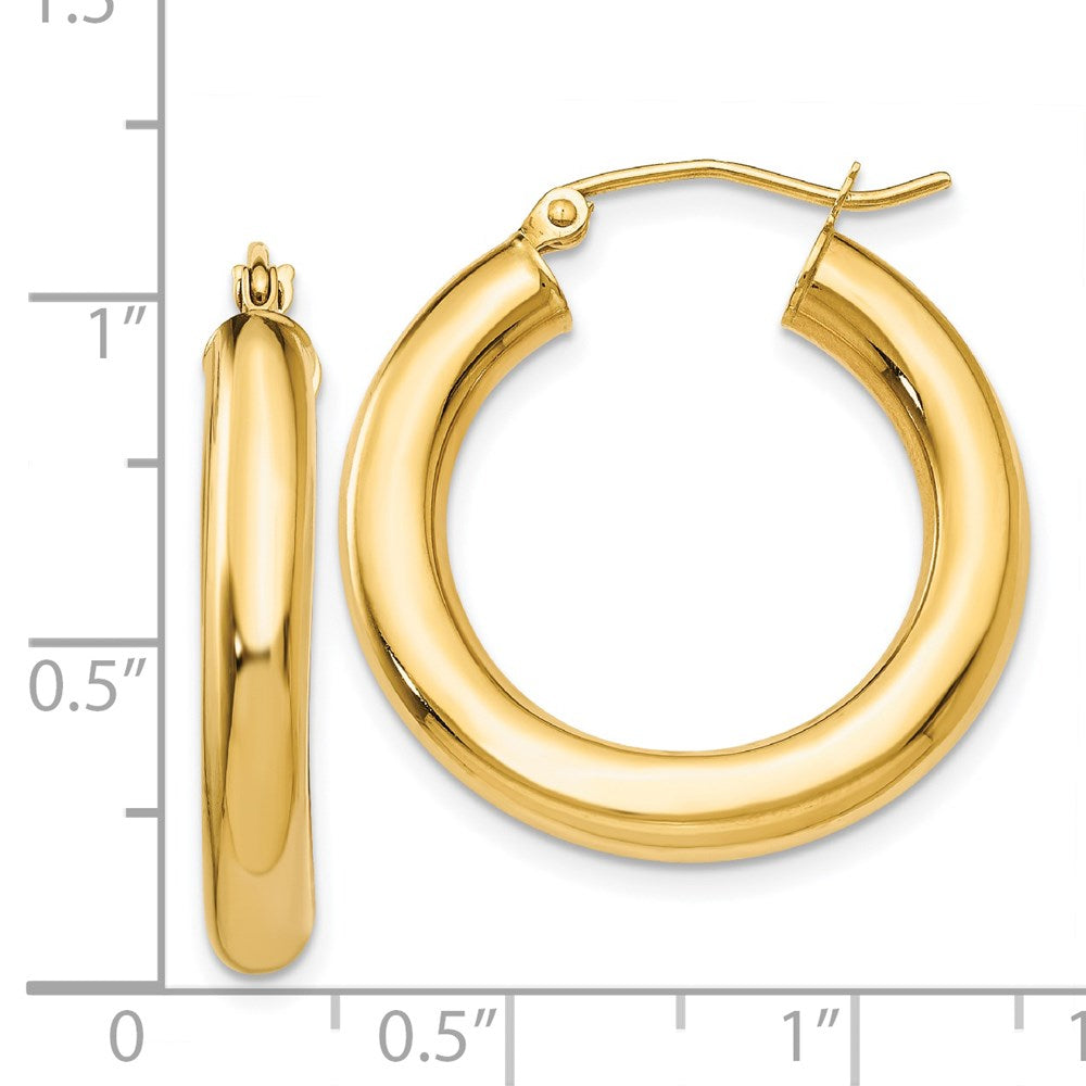 14k Yellow Gold 4 mm Tube Hoop Earrings (2.37 grams)