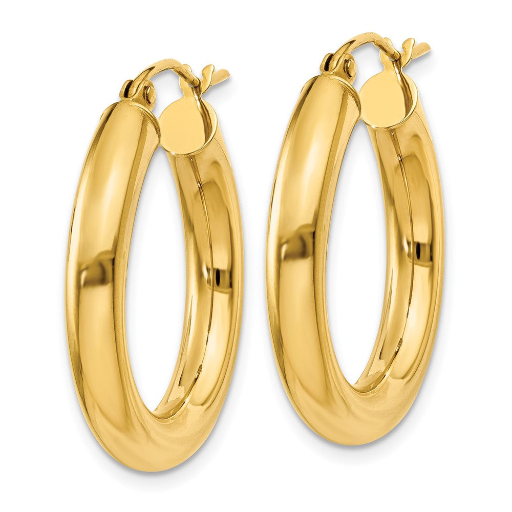 14k Yellow Gold 4 mm Lightweight Tube Hoop Earrings (2.14 grams)