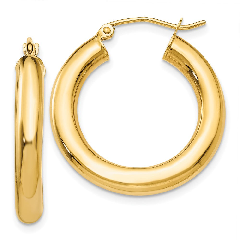 14k Yellow Gold 4 mm Lightweight Tube Hoop Earrings (2.14 grams)