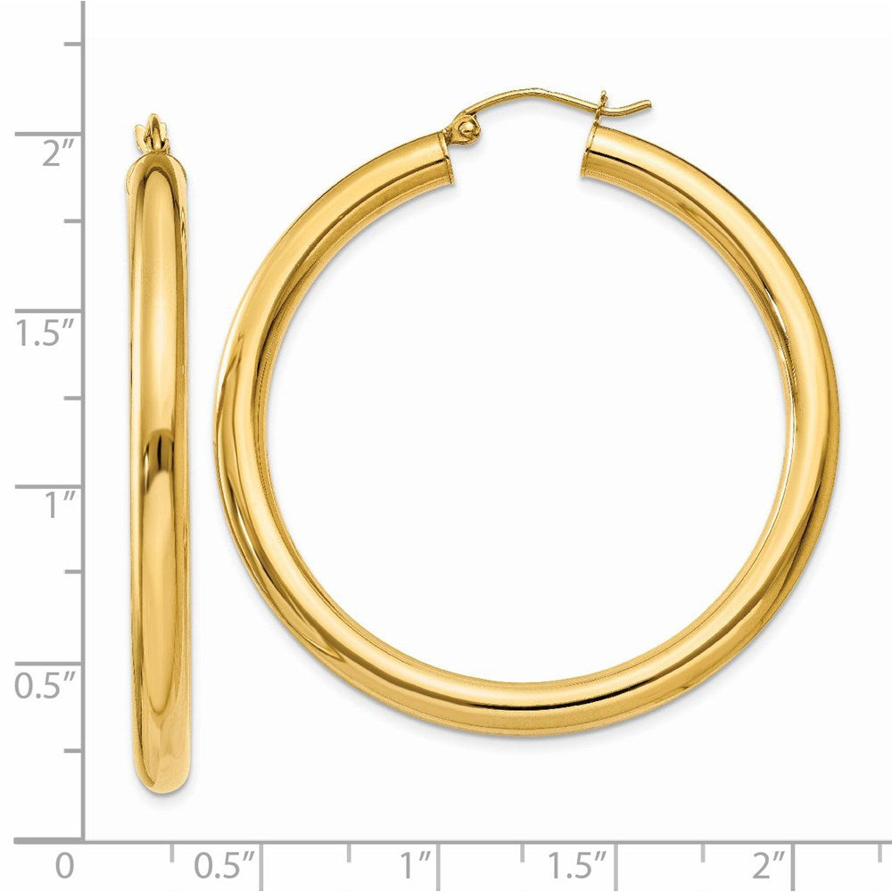 14k Yellow Gold 4 mm Tube Hoop Earrings (4.94 grams)