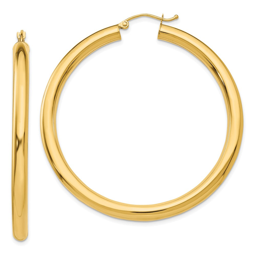 14k Yellow Gold 4 mm Tube Hoop Earrings (5.26 grams)