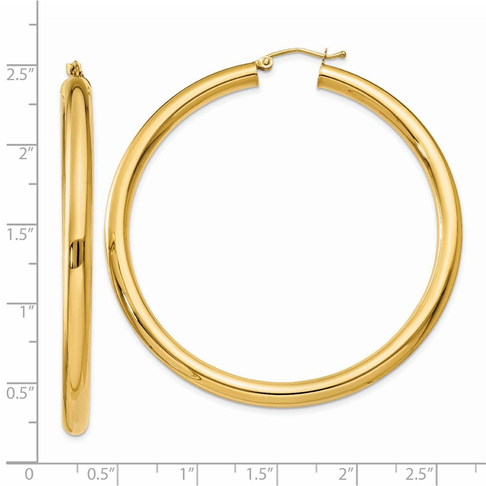 14k Yellow Gold 4 mm Tube Hoop Earrings (6.14 grams)