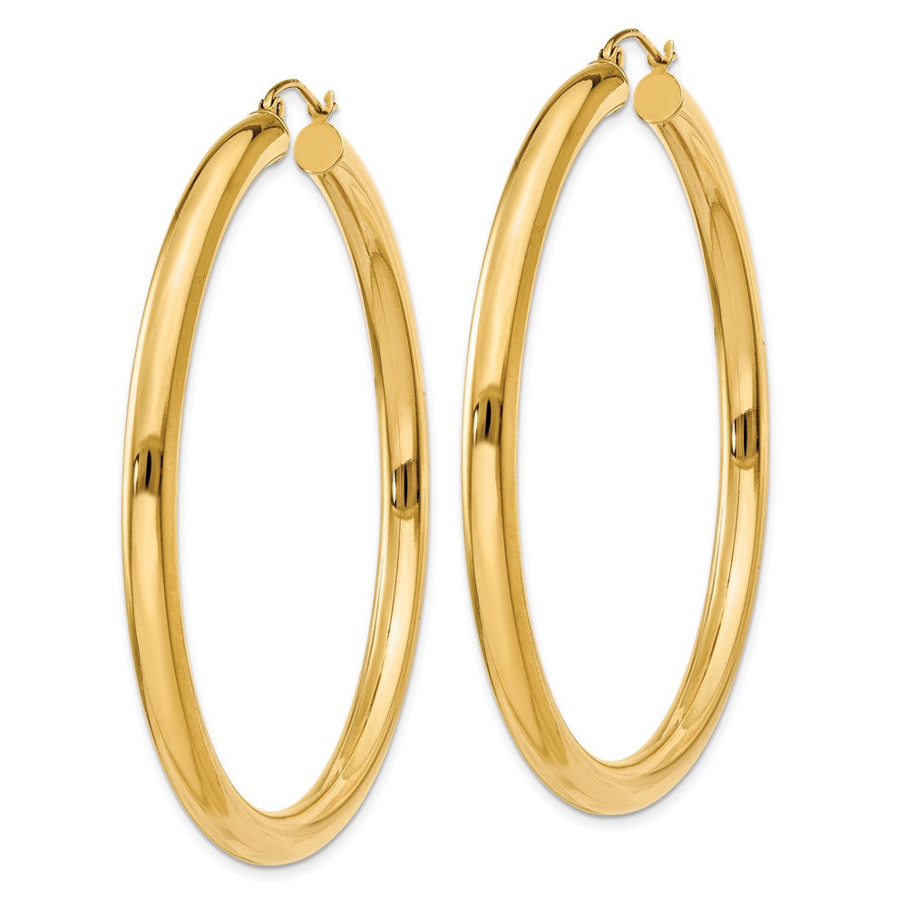 14k Yellow Gold 4 mm Lightweight Tube Hoop Earrings (4.61 grams)