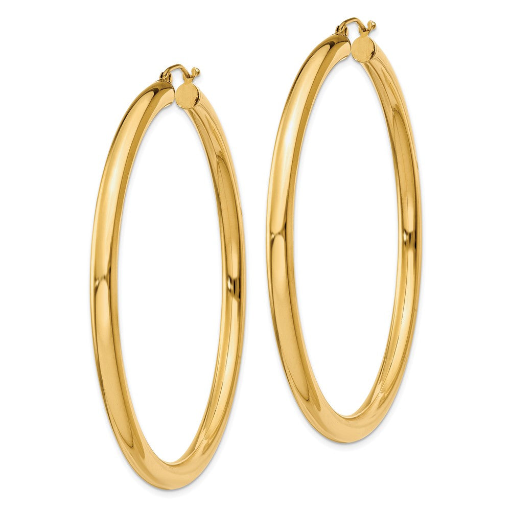 14k Yellow Gold 4 mm Tube Hoop Earrings (6.67 grams)
