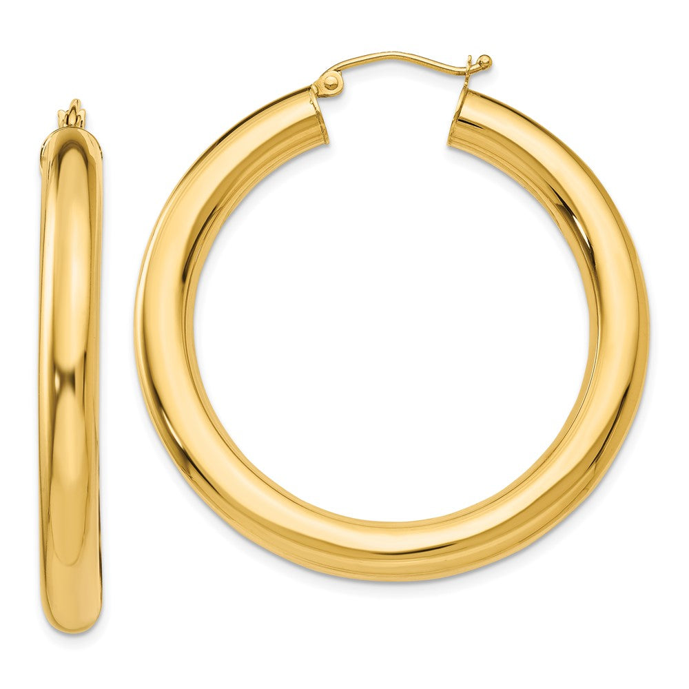 14k Yellow Gold 5 mm Tube Hoop Earrings (6.64 grams)