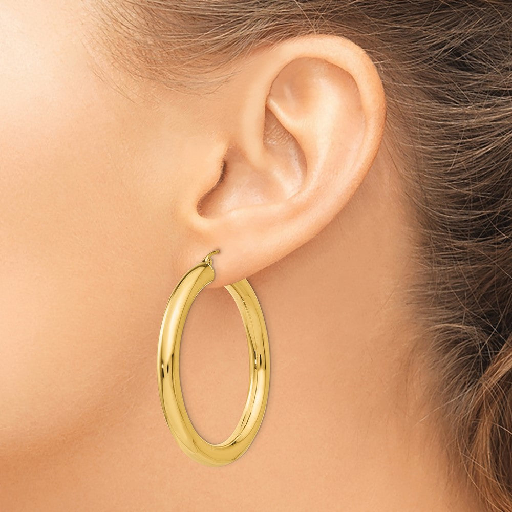 14k Yellow Gold 5 mm Tube Hoop Earrings (7.56 grams)