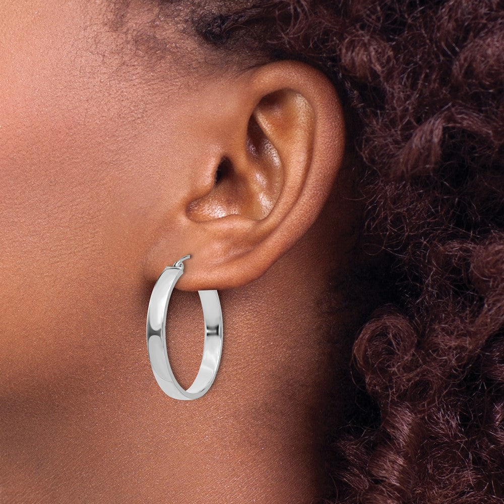 14k White Gold 29.2 mm  Polished Hoop Earring (2.6 grams)