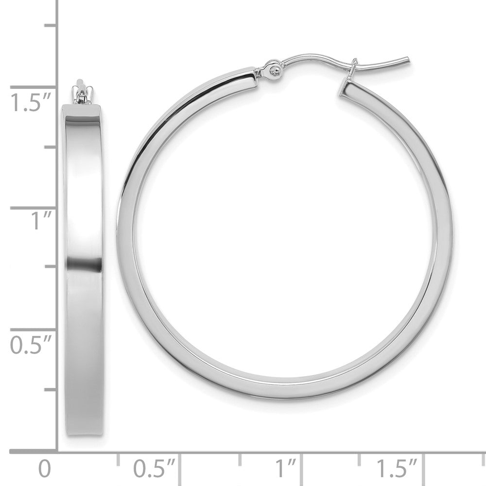 14k White Gold 35 mm  Polished Hoop Earring (3.28 grams)