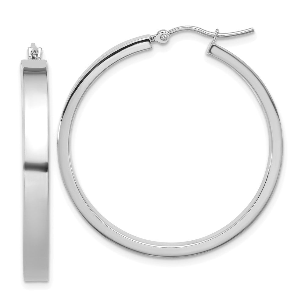 14k White Gold 35 mm  Polished Hoop Earring (3.28 grams)