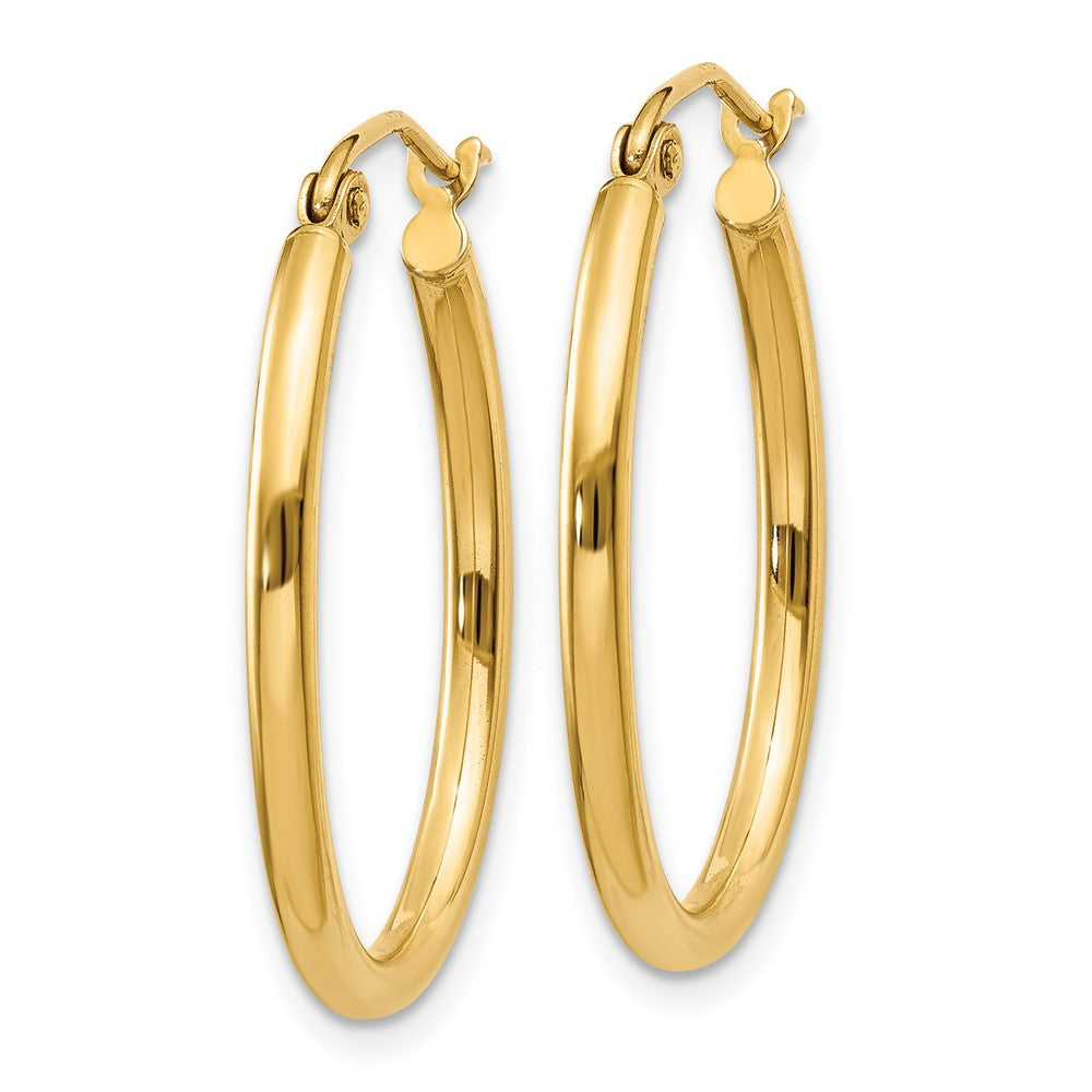 14k Yellow Gold 20 mm Oval Polished Hoop Earring (1.44 grams)