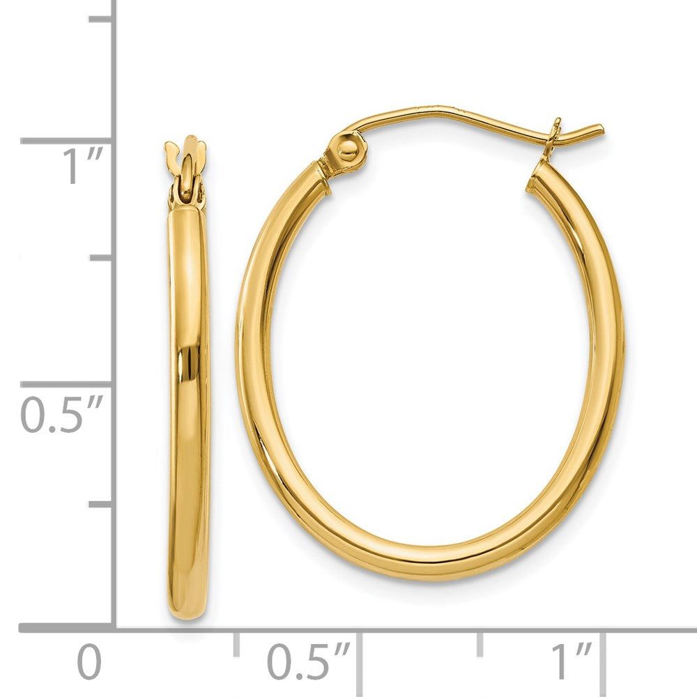 14k Yellow Gold 20 mm Oval Polished Hoop Earring (1.44 grams)