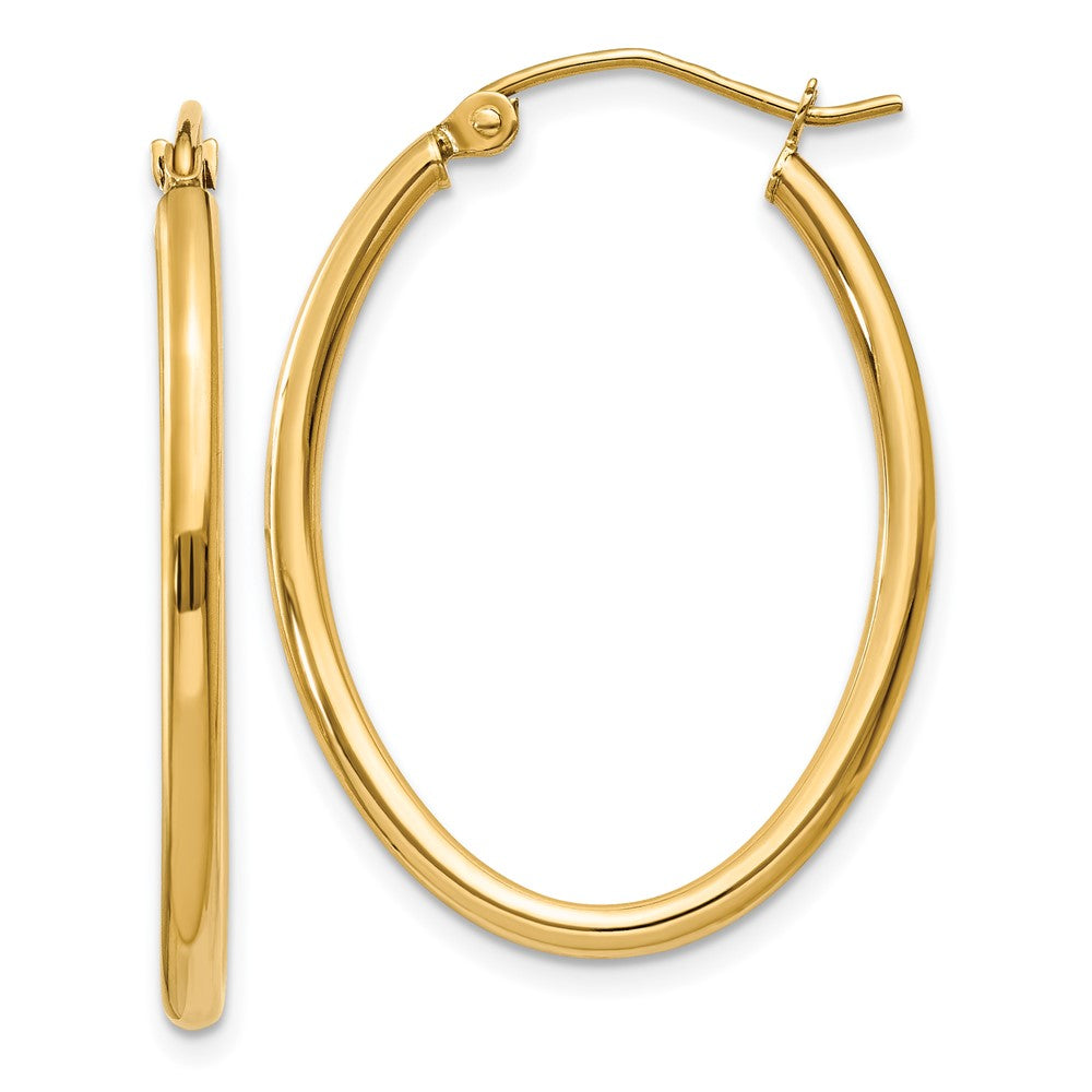 14k Yellow Gold 21.5 mm Oval Polished Hoop Earring (1.55 grams)